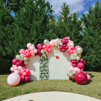 Kiss the Miss Goodbye bridal shower setup