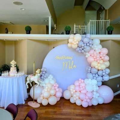 First birthday balloon setup